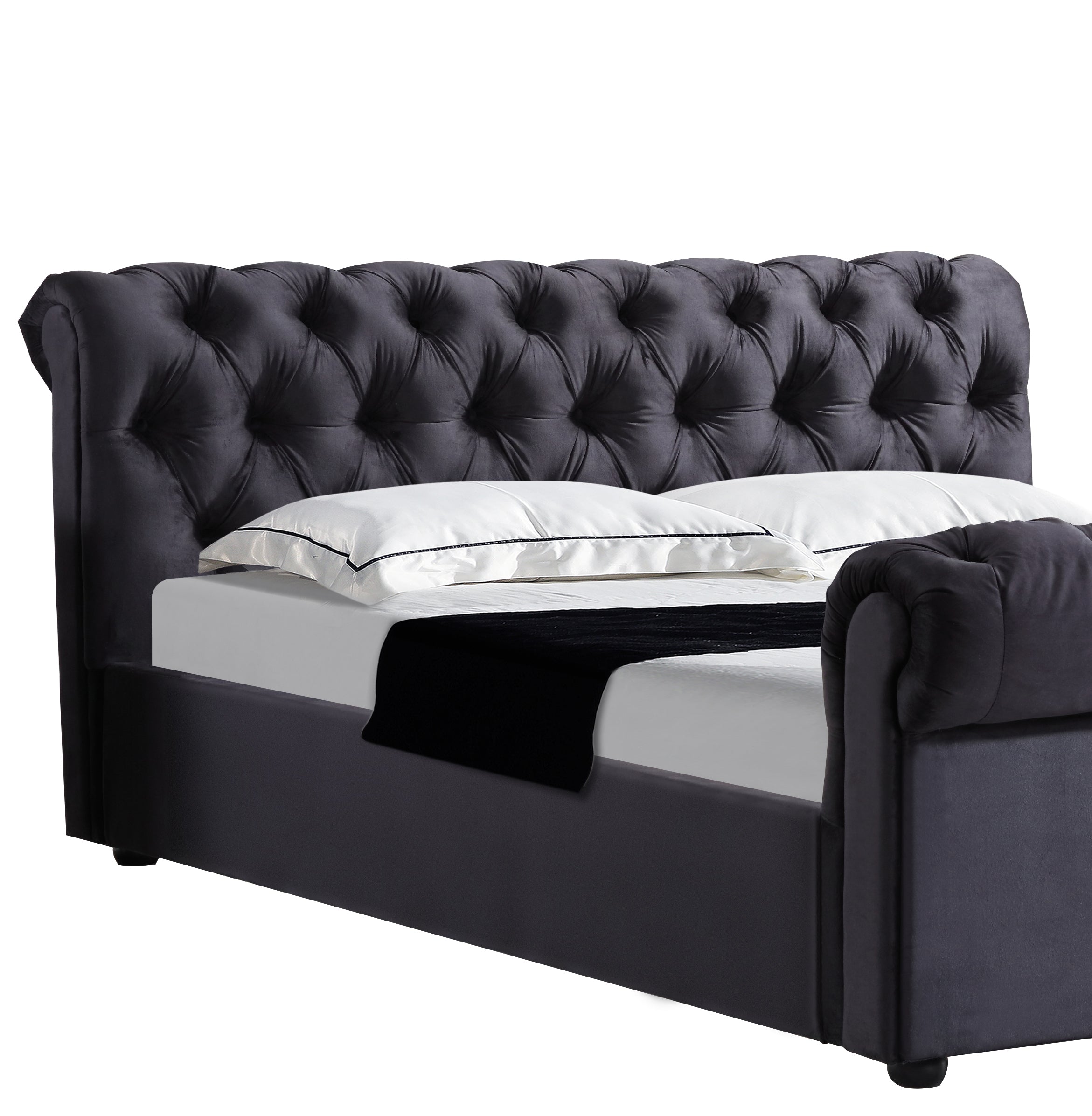 Elegant Black Velvet King Bed Frame - Preorder Available