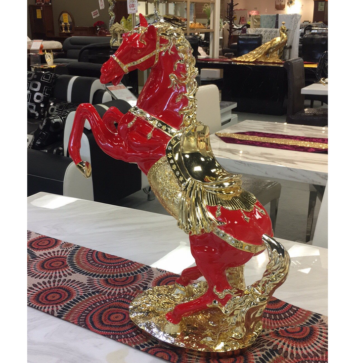 Horse Ornament - Red & Golden