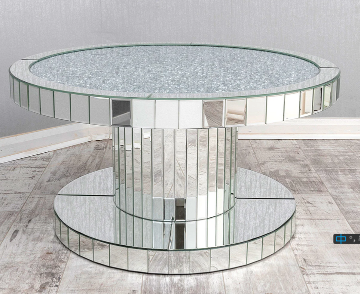 Mirrored crushed crystal coffee table deals